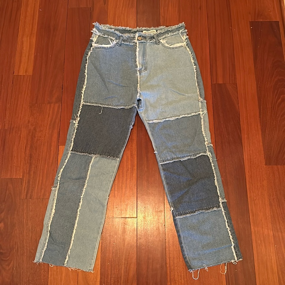 Distressed Colorblocked Jeans